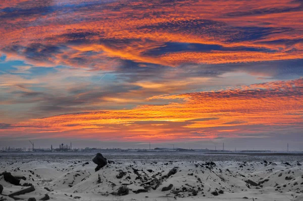 Paesaggio, alba soleggiata in un campo — Foto Stock