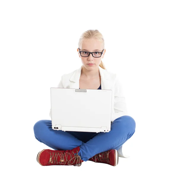 Menina com um laptop — Fotografia de Stock