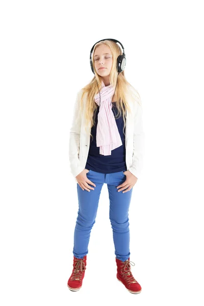 Europejskie dziewczyny ze słuchawkami — Zdjęcie stockowe