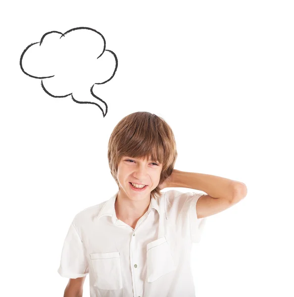 Teenage boy with a thoughtful face — Stock Photo, Image