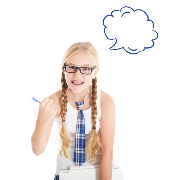 Girl with a speech bubble — Stock Photo, Image