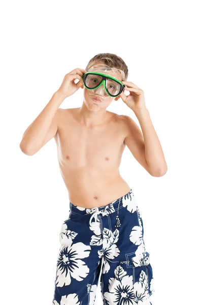 Niño usando pantalones cortos de natación — Foto de Stock