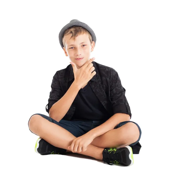 Guy sitting on the floor — Stock Photo, Image