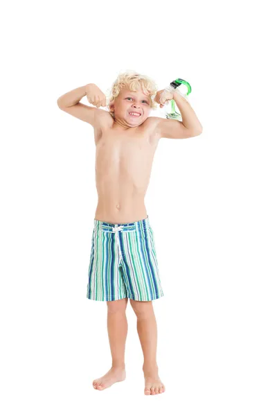 European boy wearing swimming shorts — Stock Photo, Image