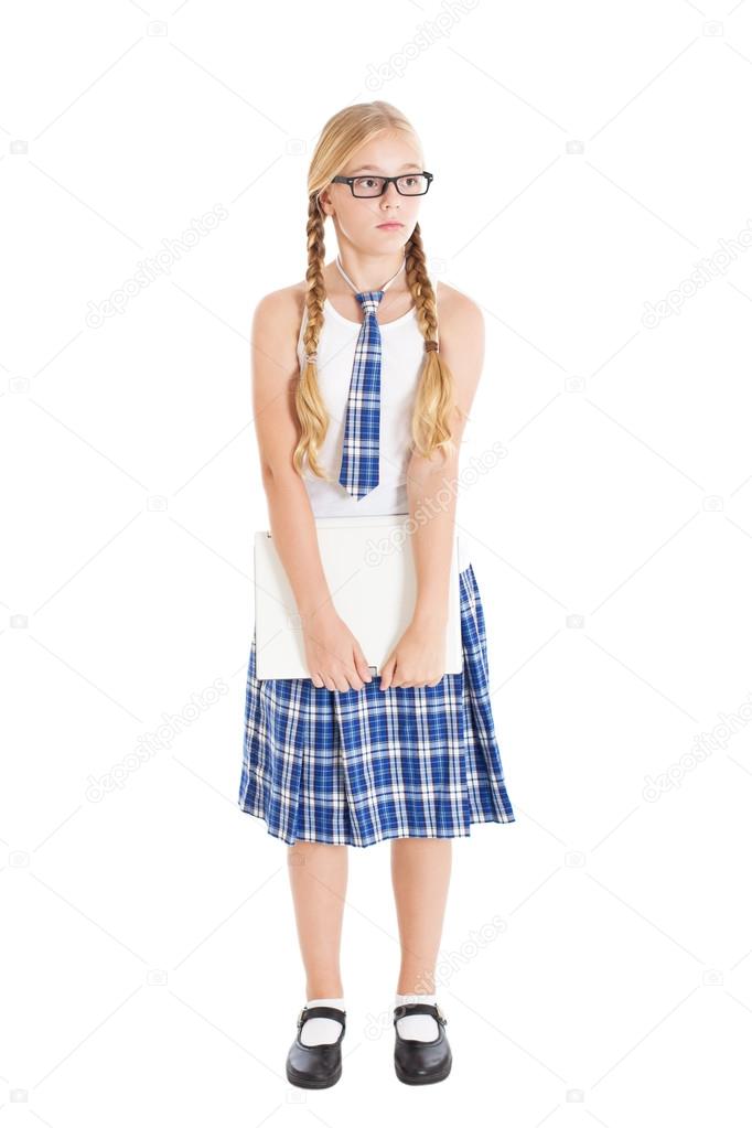 Thong schoolgirl glasses pigtails