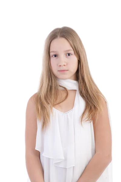 Flicka i en vit klänning — Stockfoto