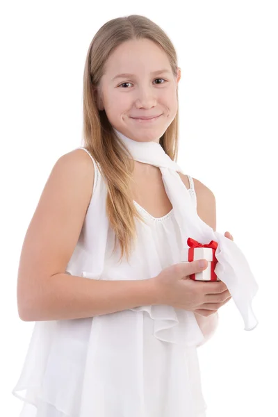 Dívka s dárkem — Stock fotografie