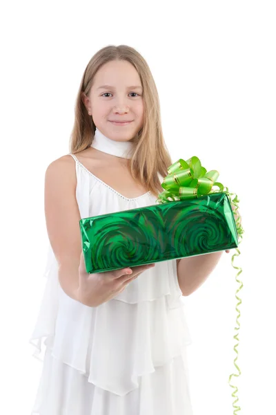 Girl with a gift — Stock Photo, Image