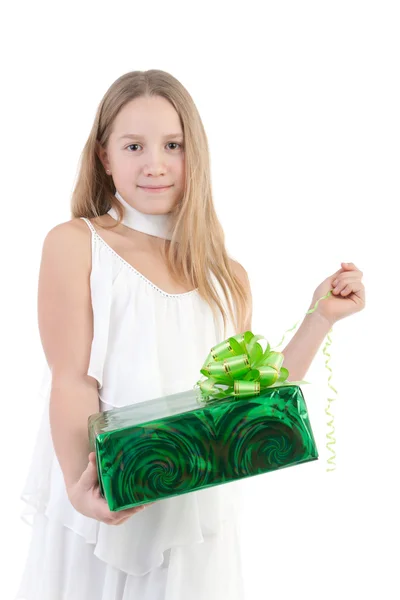 Girl with a gift — Stock Photo, Image