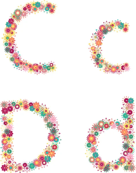 English alphabet from flower letters — Stock Vector