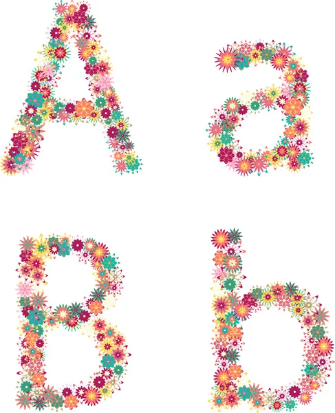 Engelse alfabet van bloem brieven — Stockvector
