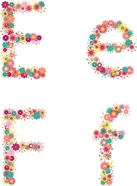 Alphabet anglais à partir de lettres de fleurs — Image vectorielle