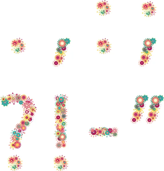 Alfabeto inglês de letras de flores — Vetor de Stock