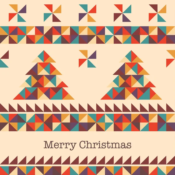 Karta s geometrickými vánoční stromeček — Stockový vektor