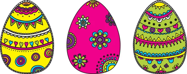 Conjunto de coloridos huevos de Pascua — Archivo Imágenes Vectoriales