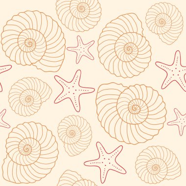 kabukları ve yıldız balıklar desen