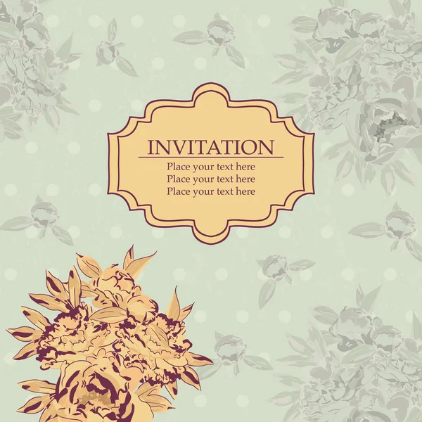 Invitation card with peony — Stock Vector