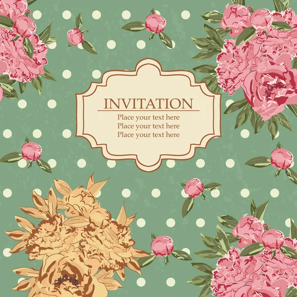 Invitation card with peony — Stock Vector