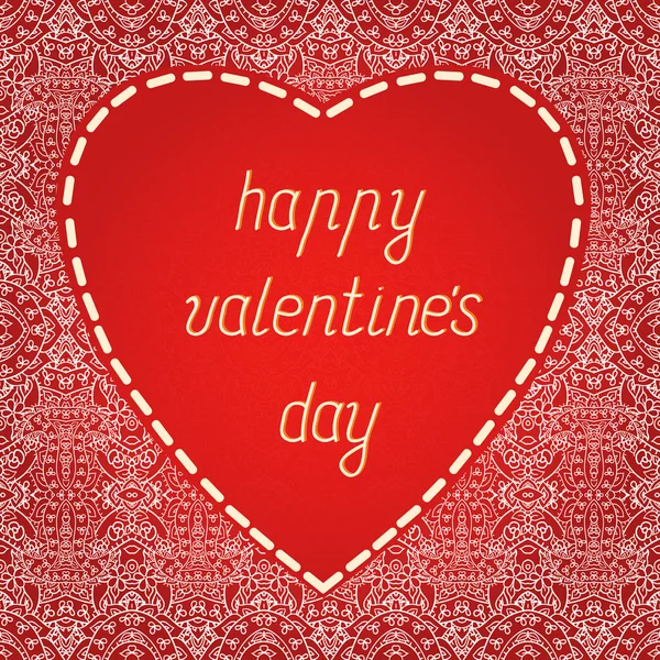 Červené srdce Valentýn karty s květinovým pozadím — Stockový vektor