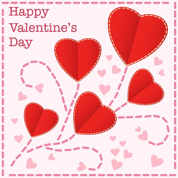 Coeurs rouges Carte Saint Valentin — Image vectorielle