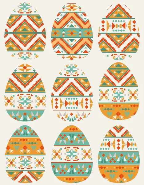 Set de nueve huevos de Pascua — Vector de stock