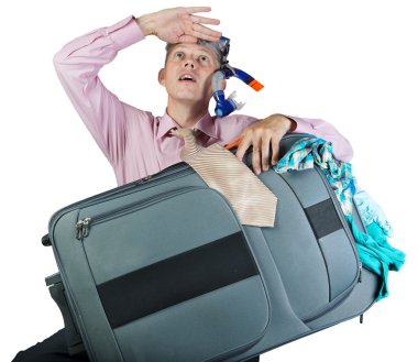 rüya seyahat çantası ile ofis çalışanı