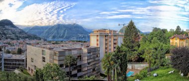 Lugano, panoramik üst, İsviçre