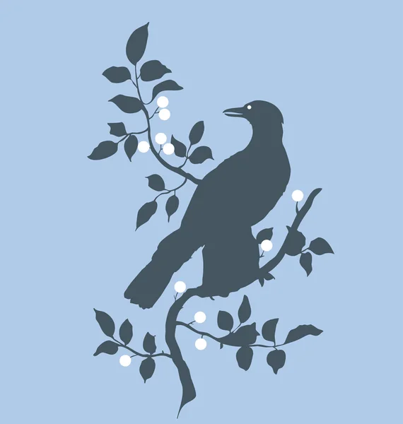 Corbeau sur la branche — Image vectorielle