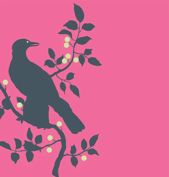Corbeau sur la branche — Image vectorielle