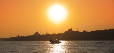 Beautiful skyline of Istanbul in sunset clipart