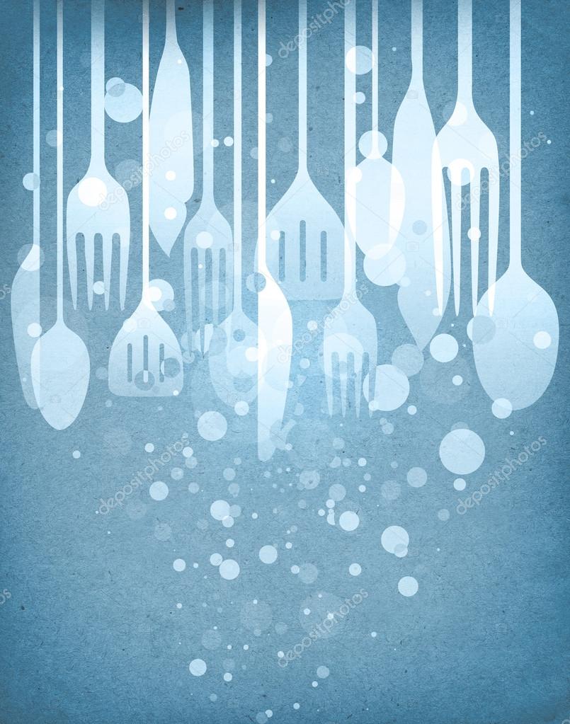 Stylized silverware illustration on vintage paper background