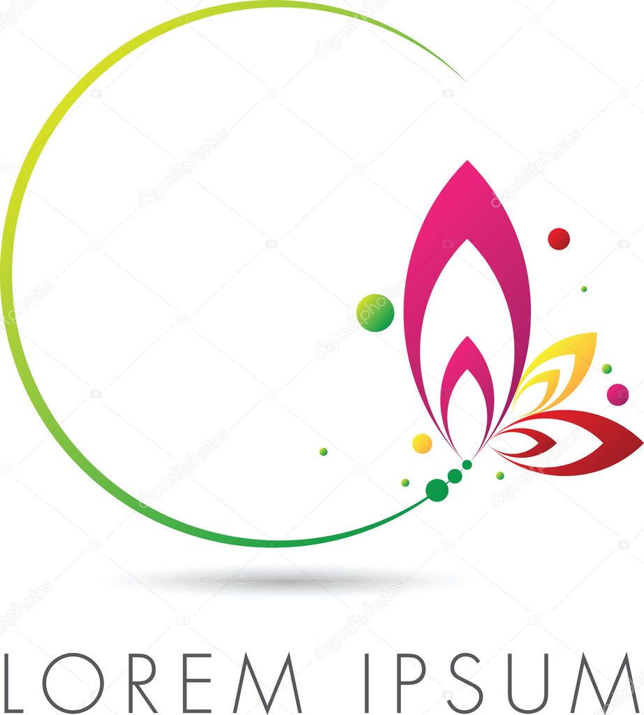 Abstract elegant emblem design with floral circle