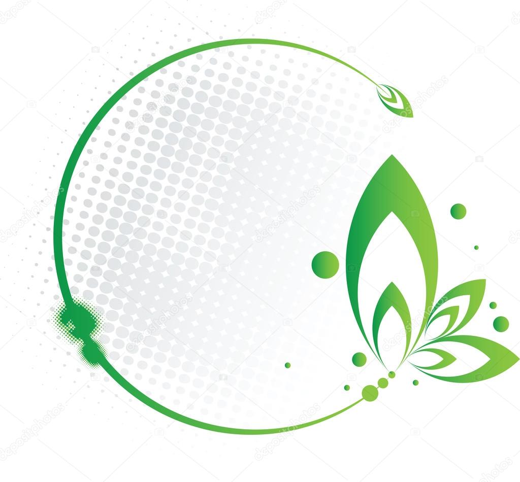 Abstract green frame in circular floral form