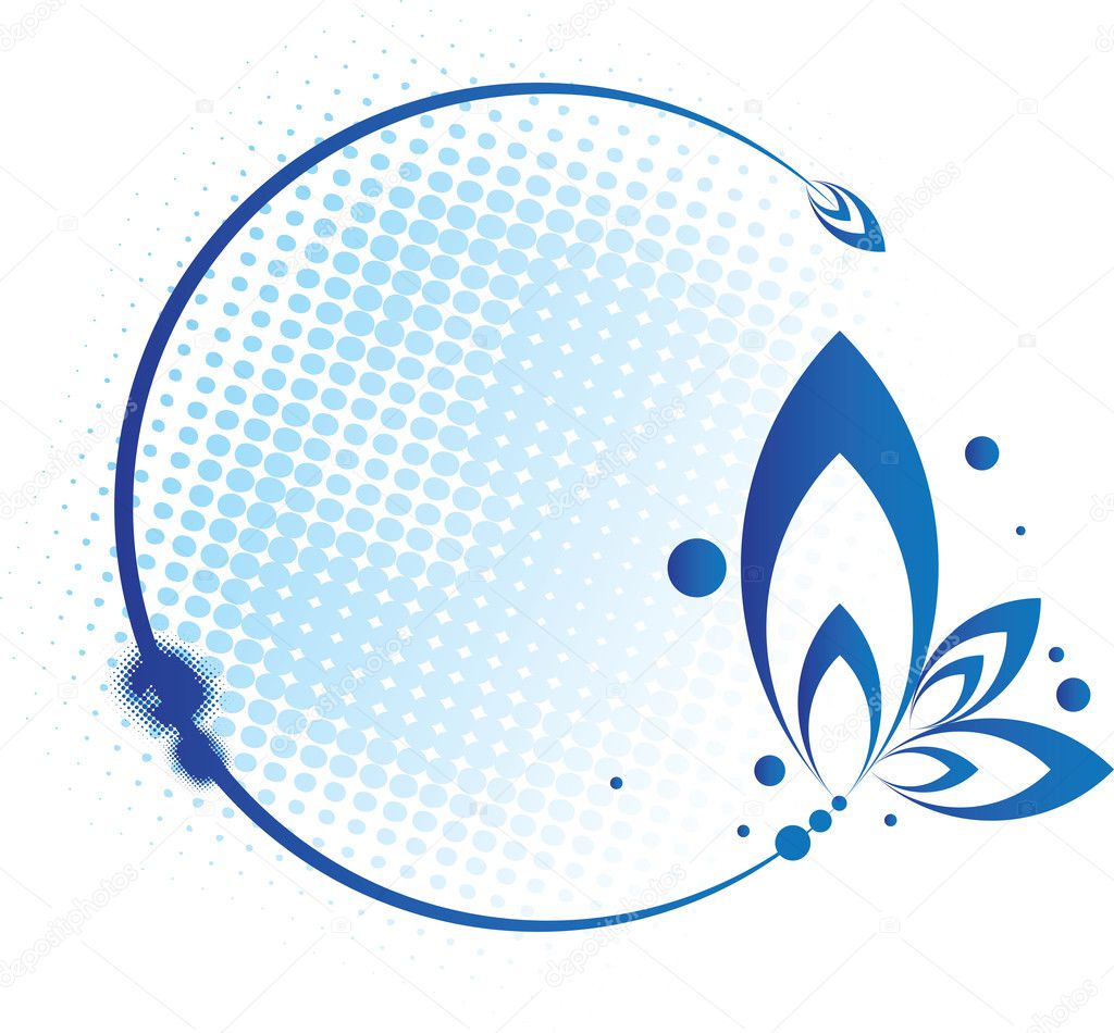 Abstract blue frame in circular floral form