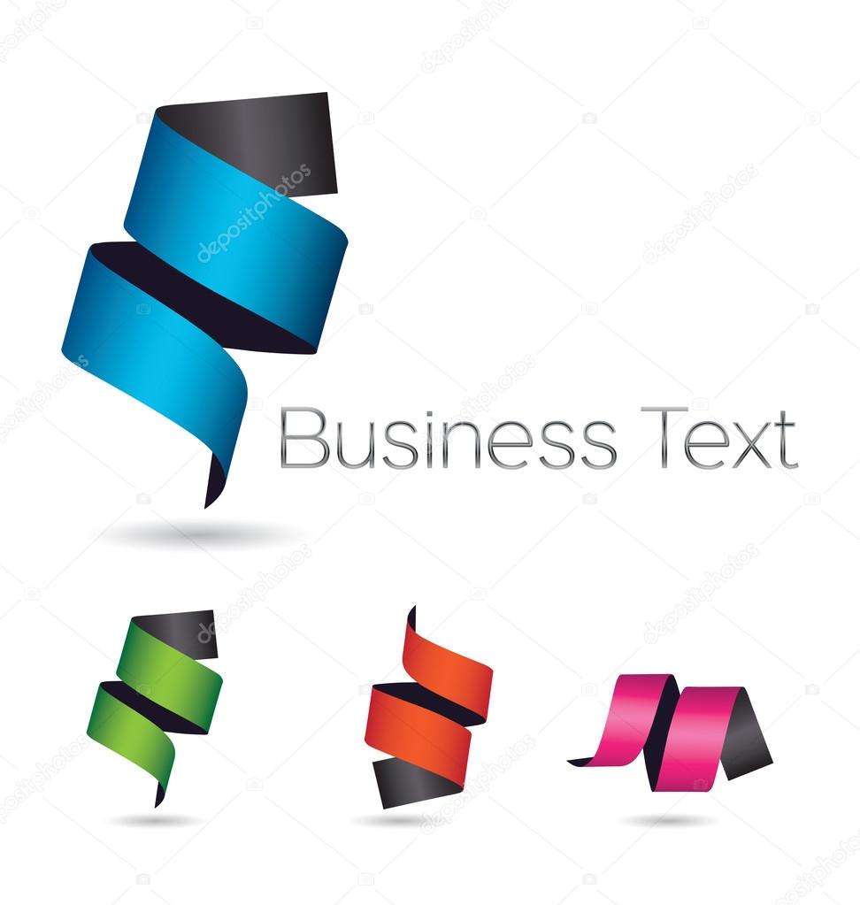 Modern vector design elements with curly ribbon icons