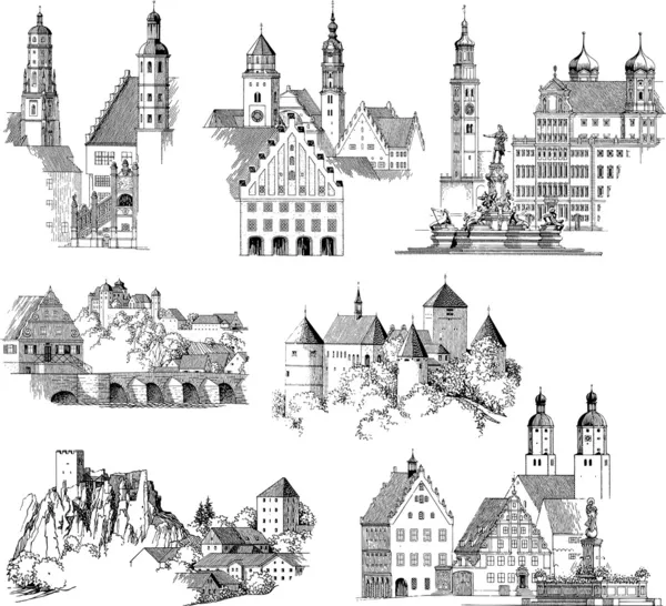 Middeleeuwse stedelijke scenics — Stockvector