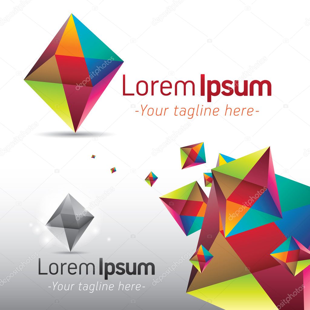 Abstract icon and background template with colorful triangular prism shape