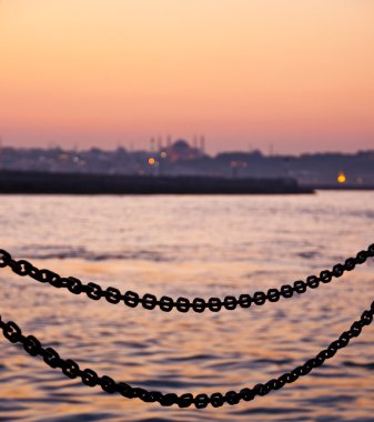 The Bosporus in golden sunset clipart