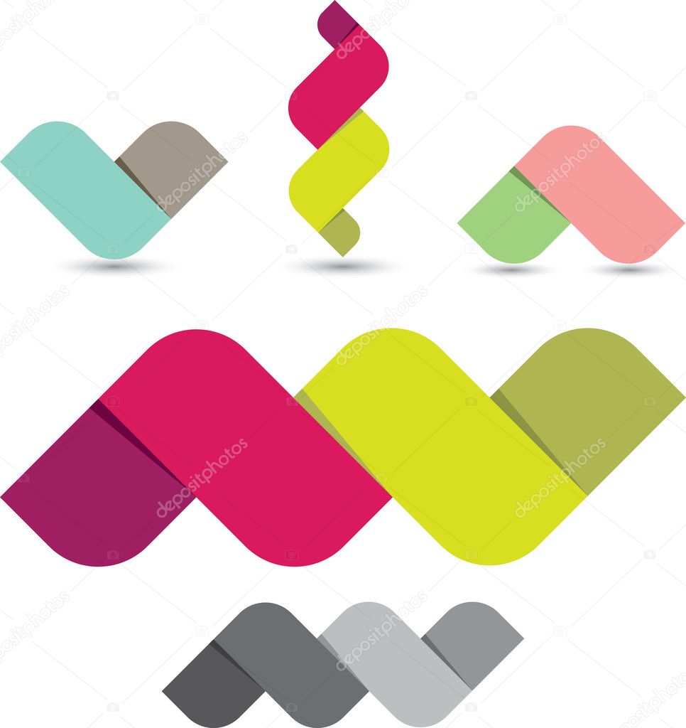 Abstract colorful ribbon icon set