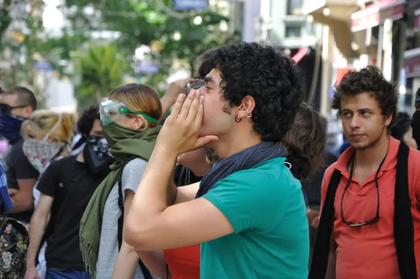 Istanbul gezi park protest, första dagen — Stockfoto