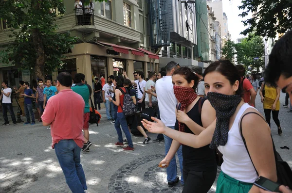 伊斯坦布尔 gezi 公园抗议，第一天 — 图库照片