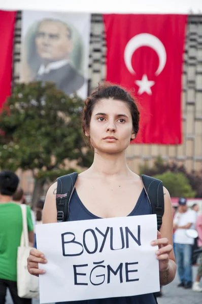 Silent Portesters in Istanbul, Gezi Park Protests - Turkey — Stock Photo, Image