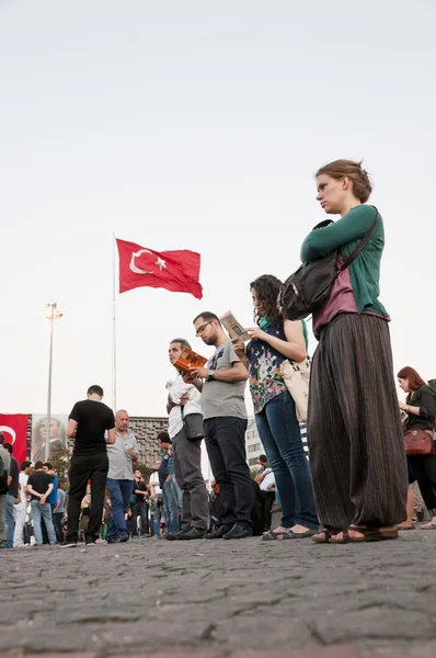Silent Portesters in Istanbul, Gezi Park Protests - Turkey — Stock Photo, Image