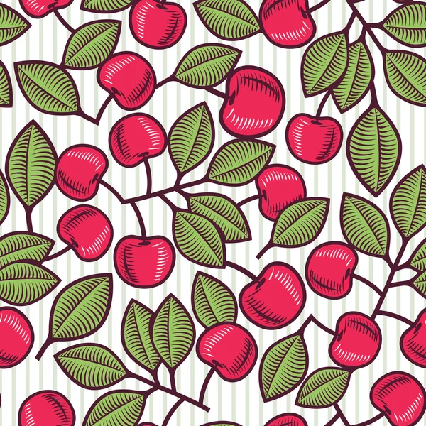 Vintage cerises modèle sans couture — Image vectorielle