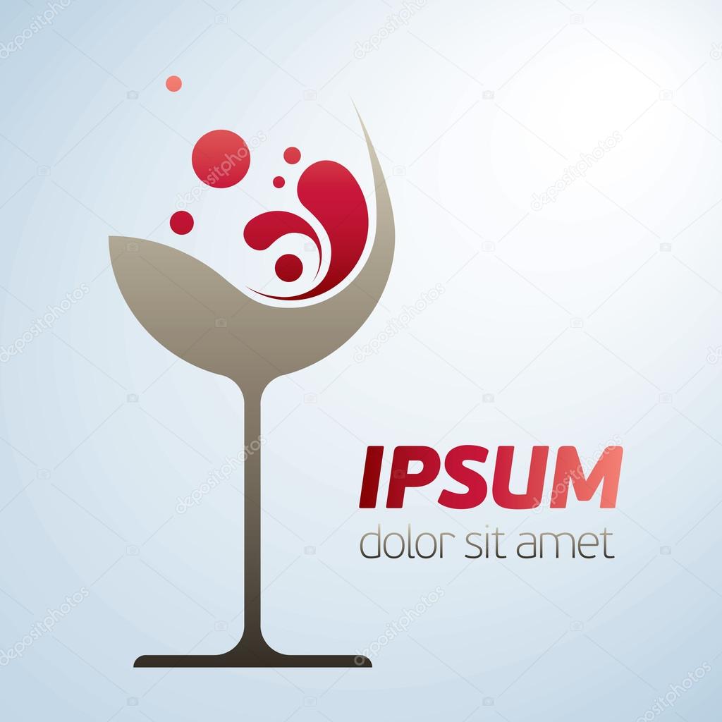 Abstract vector wine glass symbol with stlylized flourishes