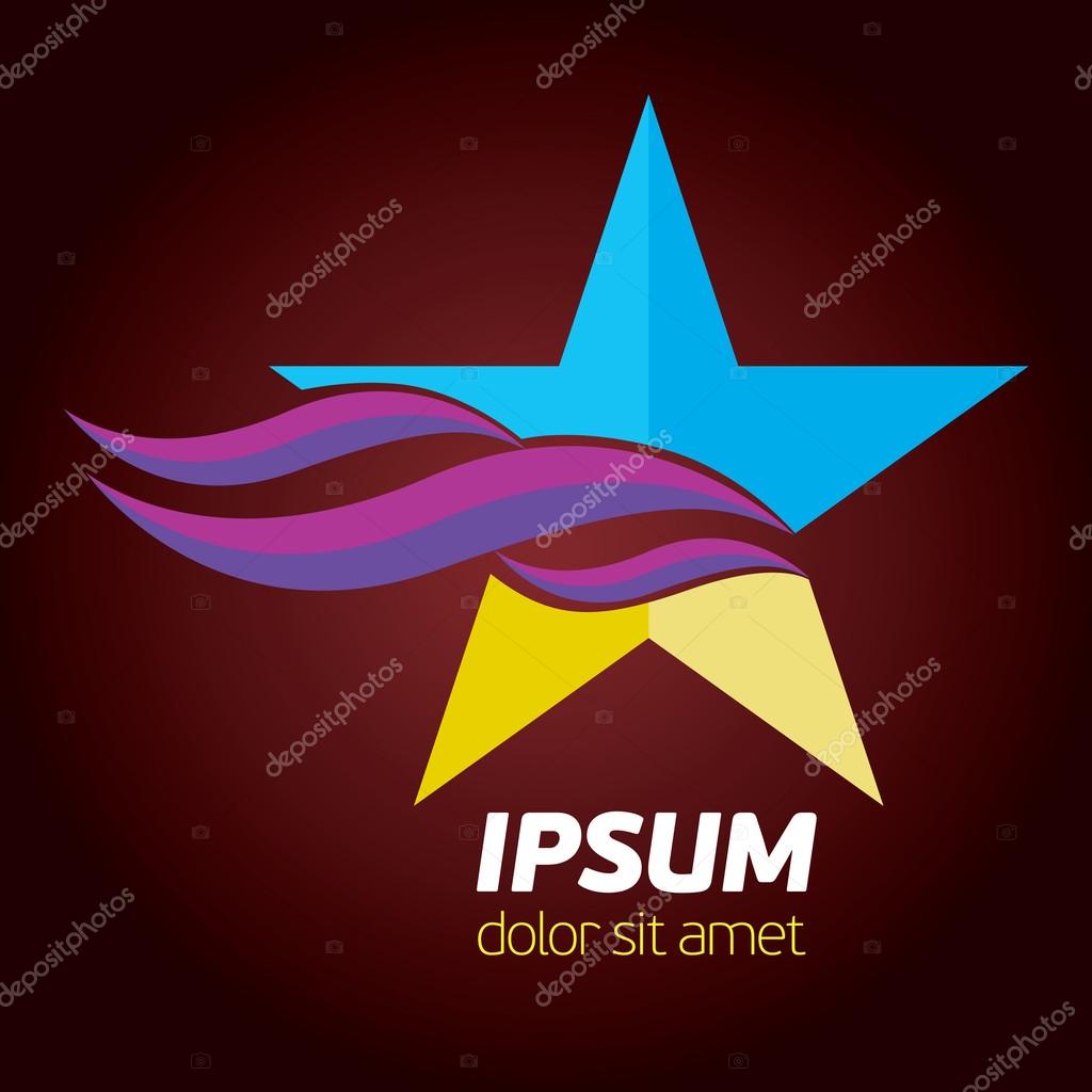 Abstract vector star symbol flat design concept with flashy colors