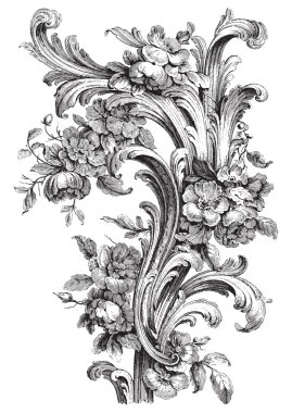 Antique floral scroll clipart