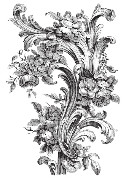 Antique floral scroll — Stock Vector