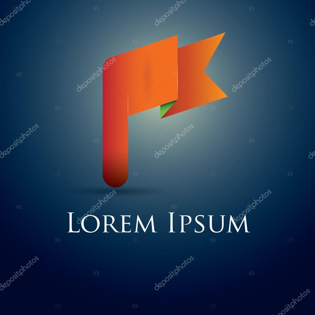 Modern vector icon design, origami style orange flag