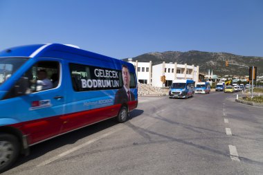 CHP Bodrum mayoral candidate Mehmet Kocadon's promotion team for March 31 local elections in Turkey clipart